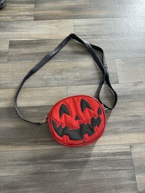 Love Pain and Stitches Pumpkin Kult Collection Halloween Shoulder Bag Red Black